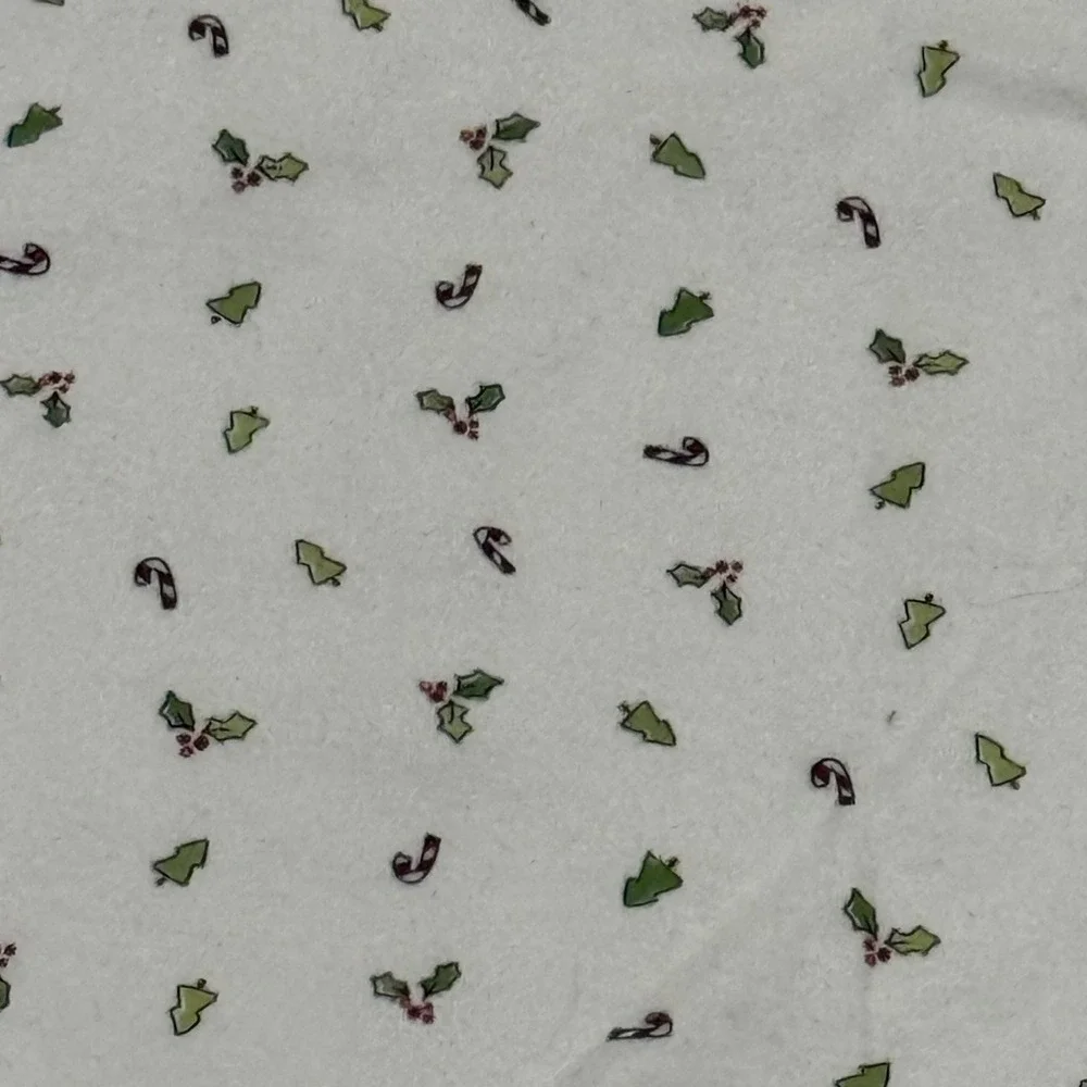 Vintage Gymboree 2001 Christmas Baby Blanket Red & White Tree Candy Cane Holly